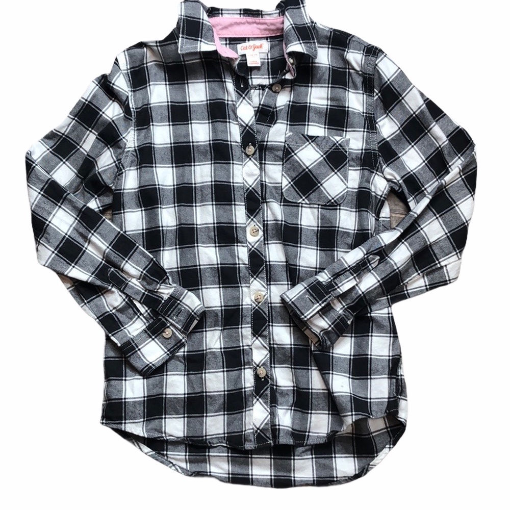 Cat&Jack Girls Plaid Casual Button Down - SZ L